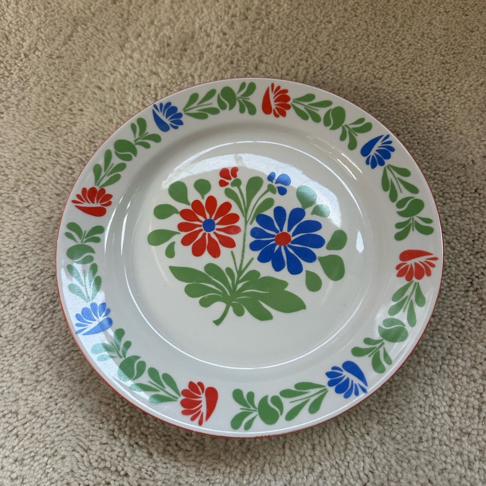Hungarian Alfoldi Floral Folk Wall Plate Hand Painted Vtg 1970s Mint